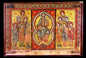 Christus in majesteit omringd door de twaalf apostelen